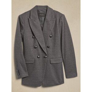 NWT Banana Republic Factory Plaid Icon Blazer double-breasted 6 grey